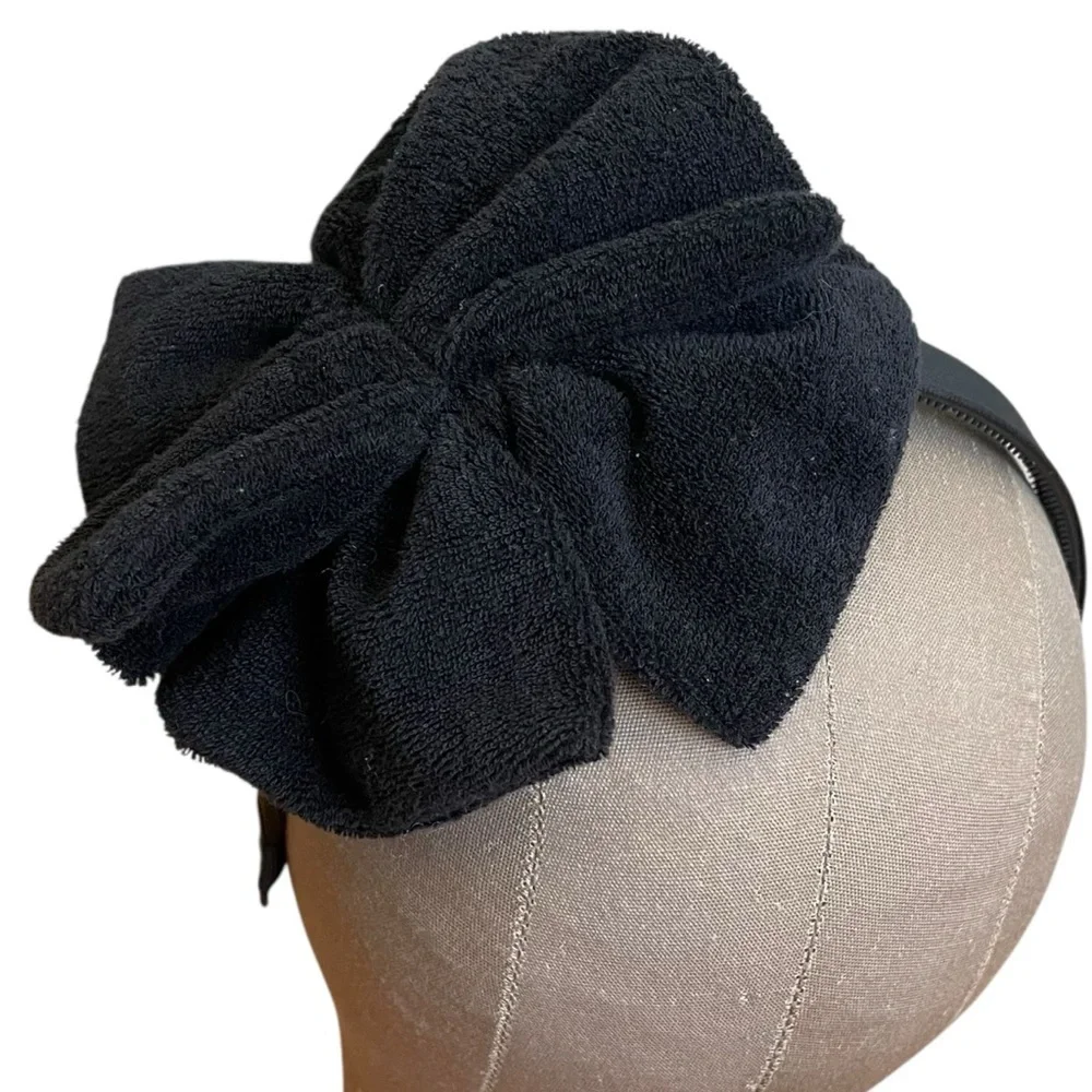 4/$25 Black Terry Cloth Bow Headband